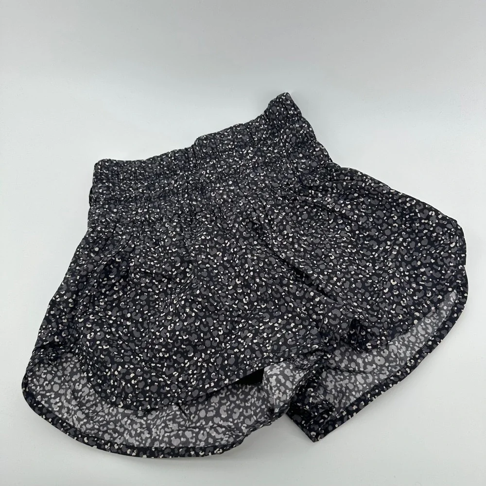 FP Movement Women's Running Shorts Black Gray Animal‎ Print Smocked Waist S